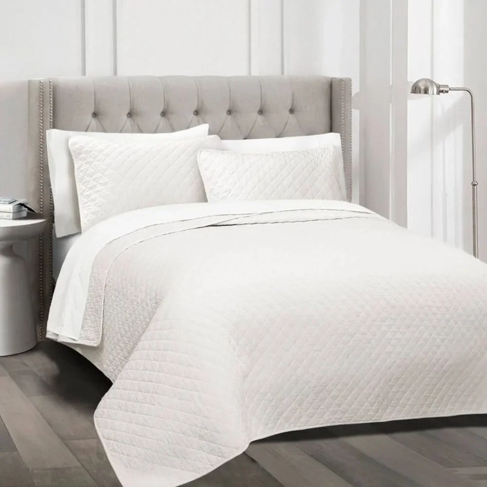 Lush Decor -  3-Piece Diamond Quilt Set OEKO-TEX STAN White